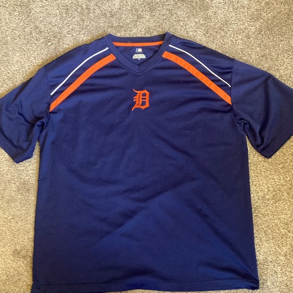 Detroit Tigers MLB Mens shirt jersey style XL blue embroidered orange D v neck - Picture 1 of 5